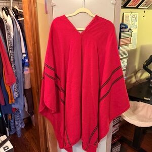 Red Women's Sweater Poncho